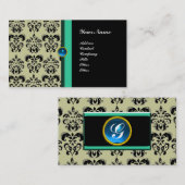CLASSY DAMASK MONOGRAM, schwarzer Saphir Visitenkarte (Vorne/Hinten)