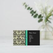 CLASSY DAMASK MONOGRAM, schwarzer Saphir Visitenkarte (Stehend Vorderseite)