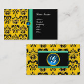 CLASSY DAMASK MONOGRAM, schwarzer Saphir Visitenkarte (Vorne/Hinten)