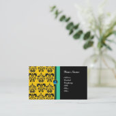 CLASSY DAMASK MONOGRAM, schwarzer Saphir Visitenkarte (Stehend Vorderseite)