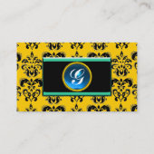 CLASSY DAMASK MONOGRAM, schwarzer Saphir Visitenkarte (Rückseite)