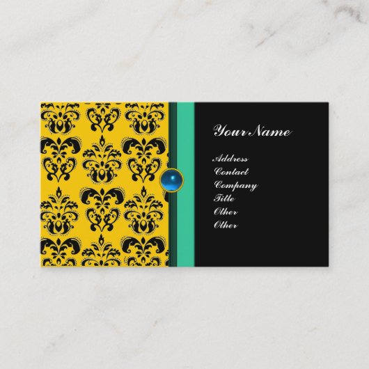 CLASSY DAMASK MONOGRAM, schwarzer Saphir Visitenkarte (Vorderseite)