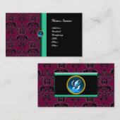 CLASSY DAMASK MONOGRAM, schwarzer Saphir Visitenkarte (Vorne/Hinten)