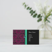 CLASSY DAMASK MONOGRAM, schwarzer Saphir Visitenkarte (Stehend Vorderseite)