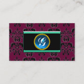 CLASSY DAMASK MONOGRAM, schwarzer Saphir Visitenkarte (Rückseite)