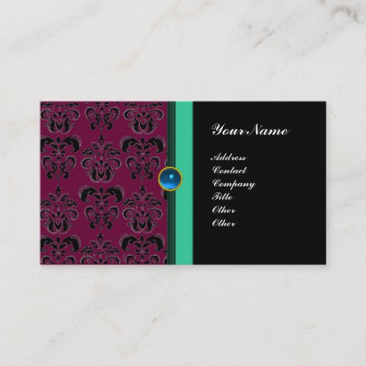 CLASSY DAMASK MONOGRAM, schwarzer Saphir Visitenkarte (Vorderseite)