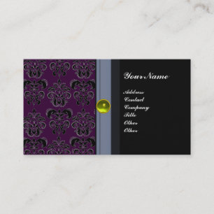 CLASSY DAMASK MONOGRAM schwarzer Topaz gelb Visitenkarte