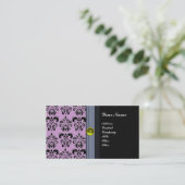 CLASSY DAMASK MONOGRAM schwarzer Topaz gelb Visitenkarte (Stehend Vorderseite)