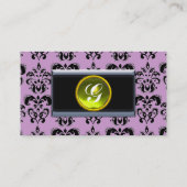 CLASSY DAMASK MONOGRAM schwarzer Topaz gelb Visitenkarte (Rückseite)
