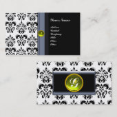 CLASSY DAMASK MONOGRAM, schwarzer Topaz gelb Visitenkarte (Vorne/Hinten)