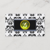 CLASSY DAMASK MONOGRAM, schwarzer Topaz gelb Visitenkarte (Rückseite)
