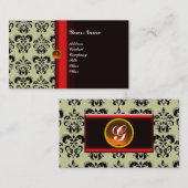 CLASSY DAMASK MONOGRAM schwarzer Topaz-Orange, Visitenkarte (Vorne/Hinten)