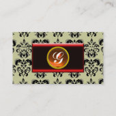 CLASSY DAMASK MONOGRAM schwarzer Topaz-Orange, Visitenkarte (Rückseite)