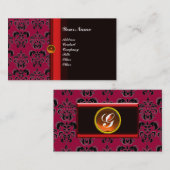 CLASSY DAMASK MONOGRAM schwarzer Topaz-Orange, Visitenkarte (Vorne/Hinten)