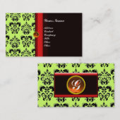CLASSY DAMASK MONOGRAM schwarzer Topaz-Orange, Visitenkarte (Vorne/Hinten)