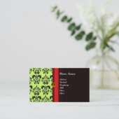 CLASSY DAMASK MONOGRAM schwarzer Topaz-Orange, Visitenkarte (Stehend Vorderseite)