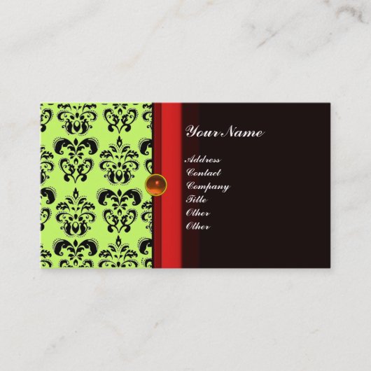 CLASSY DAMASK MONOGRAM schwarzer Topaz-Orange, Visitenkarte (Vorderseite)