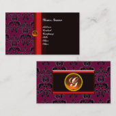 CLASSY DAMASK MONOGRAM schwarzer Topaz-Orange, Visitenkarte (Vorne/Hinten)