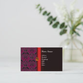 CLASSY DAMASK MONOGRAM schwarzer Topaz-Orange, Visitenkarte (Stehend Vorderseite)