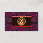 CLASSY DAMASK MONOGRAM schwarzer Topaz-Orange, Visitenkarte (Rückseite)