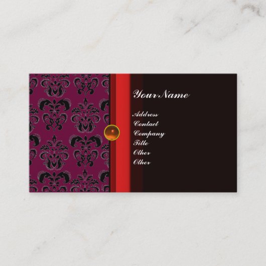 CLASSY DAMASK MONOGRAM schwarzer Topaz-Orange, Visitenkarte (Vorderseite)