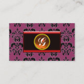 CLASSY DAMASK MONOGRAM schwarzer Topaz-Orange, Visitenkarte (Rückseite)