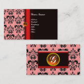 CLASSY DAMASK MONOGRAM schwarzer Topaz-Orange, Visitenkarte (Vorne/Hinten)