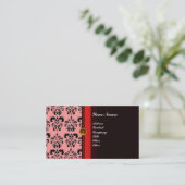 CLASSY DAMASK MONOGRAM schwarzer Topaz-Orange, Visitenkarte (Stehend Vorderseite)