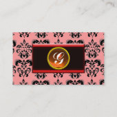 CLASSY DAMASK MONOGRAM schwarzer Topaz-Orange, Visitenkarte (Rückseite)
