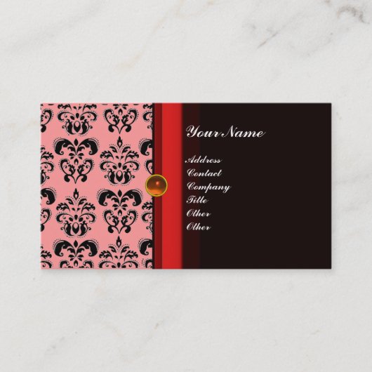 CLASSY DAMASK MONOGRAM schwarzer Topaz-Orange, Visitenkarte (Vorderseite)