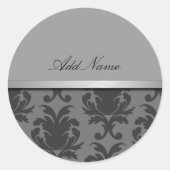 Classy Damask Monogram Stickers (Vorderseite)