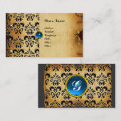 CLASSY DAMASK PARCHMENT MONOGRAM grüner Smaragd Visitenkarte (Vorne/Hinten)