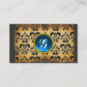 CLASSY DAMASK PARCHMENT MONOGRAM grüner Smaragd Visitenkarte (Rückseite)