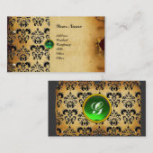 CLASSY DAMASK PARCHMENT MONOGRAM grüner Smaragd Visitenkarte (Vorne/Hinten)