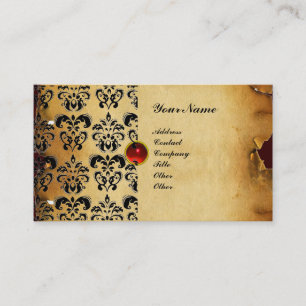 CLASSY DAMASK PARCHMENT MONOGRAMM Schwarz Visitenkarte