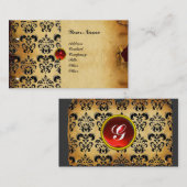 CLASSY DAMASK PARCHMENT MONOGRAMM Schwarz Visitenkarte (Vorne/Hinten)