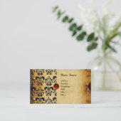 CLASSY DAMASK PARCHMENT MONOGRAMM Schwarz Visitenkarte (Stehend Vorderseite)