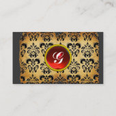 CLASSY DAMASK PARCHMENT MONOGRAMM Schwarz Visitenkarte (Rückseite)