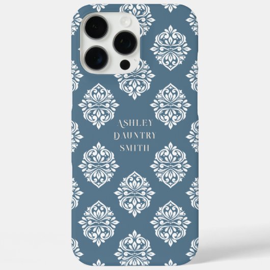 Classy Damask Regency Aquamarin Gray Case-Mate iPhone Hülle (Rückseite)