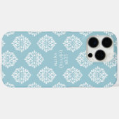 Classy Damask Regency Pale Cerulean Case-Mate iPhone Hülle (Rückseite (Horizontal))