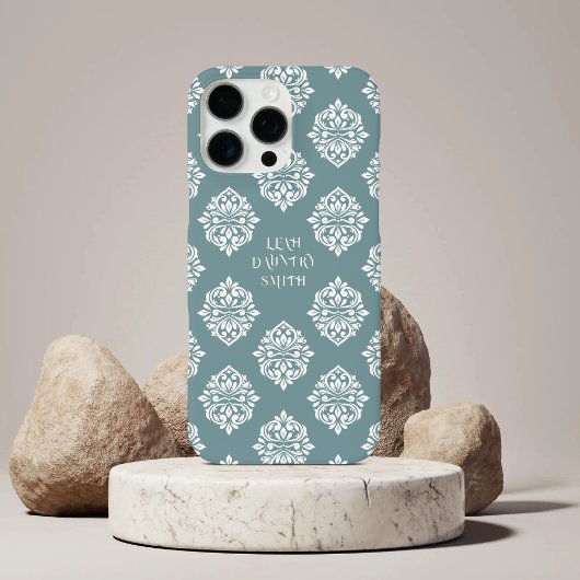 Classy Damask Regency Pewter Blue Case-Mate iPhone Hülle