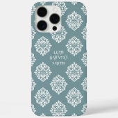 Classy Damask Regency Pewter Blue Case-Mate iPhone Hülle (Rückseite)