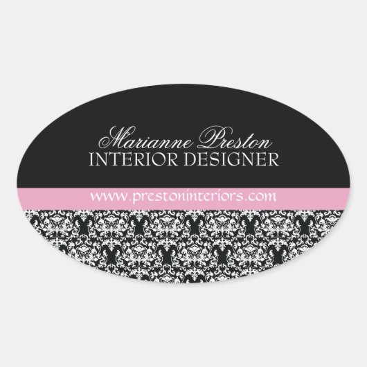 Classy Damask Siegel Ovaler Aufkleber (Vorderseite)