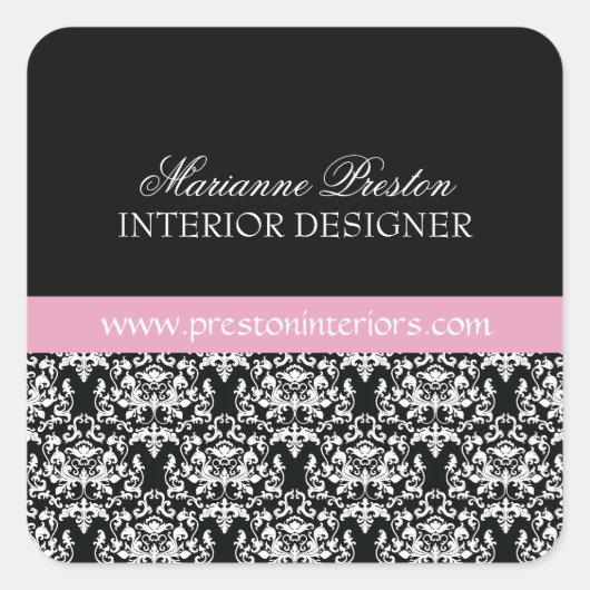 Classy Damask Siegel Quadratischer Aufkleber (Vorderseite)