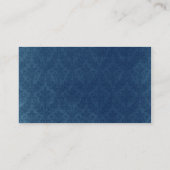Classy Damask Wedding Website Business Card (blau) Begleitkarte (Rückseite)