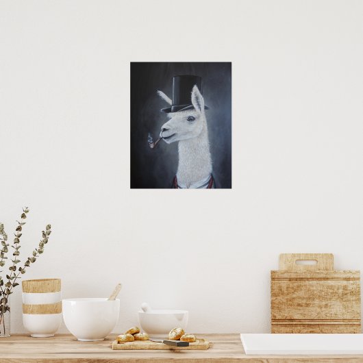 Classy dapper lama in top hut mit rohr poster (Küche)