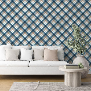 Classy Dark Aquamarin Blue Beige Tan Kariertes Mus Tapete