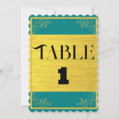 Classy Dark Blue Green & Gold Wedding Tischnummer (Vorderseite)