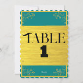 Classy Dark Blue Green & Gold Wedding Tischnummer (Rückseite)