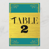 Classy Dark Blue Green Wedding Tischnummern (Rückseite)